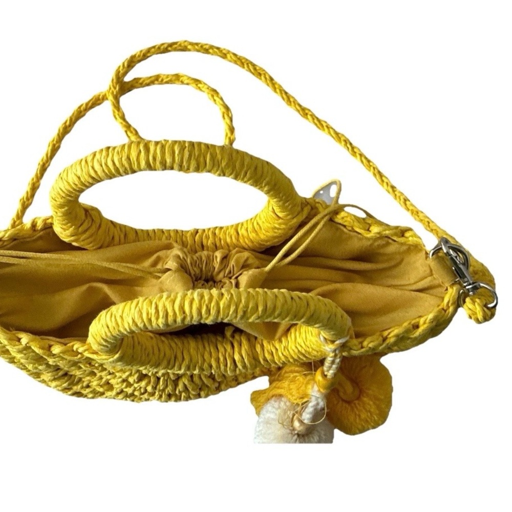 Most Wanted USA Top Handle Straw Crossbody Small Bag in Yellow - Picture 6 of 9